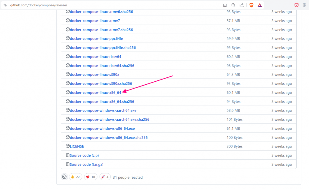 Linux x86_64 architecture version docker compose