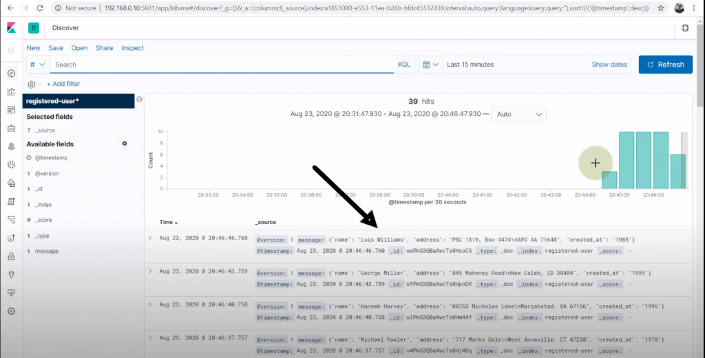 Kibana interface