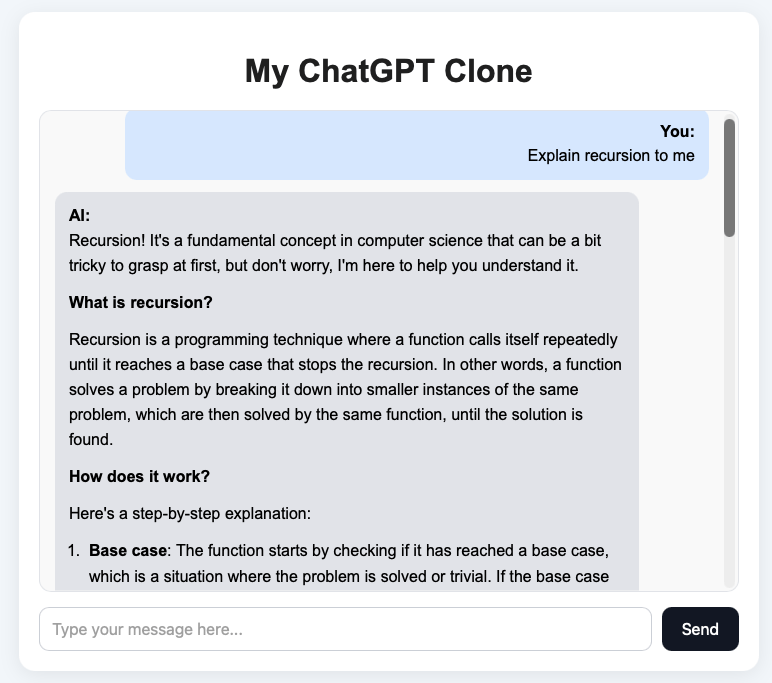 Markdown syntax highlighting in the chagpt clone